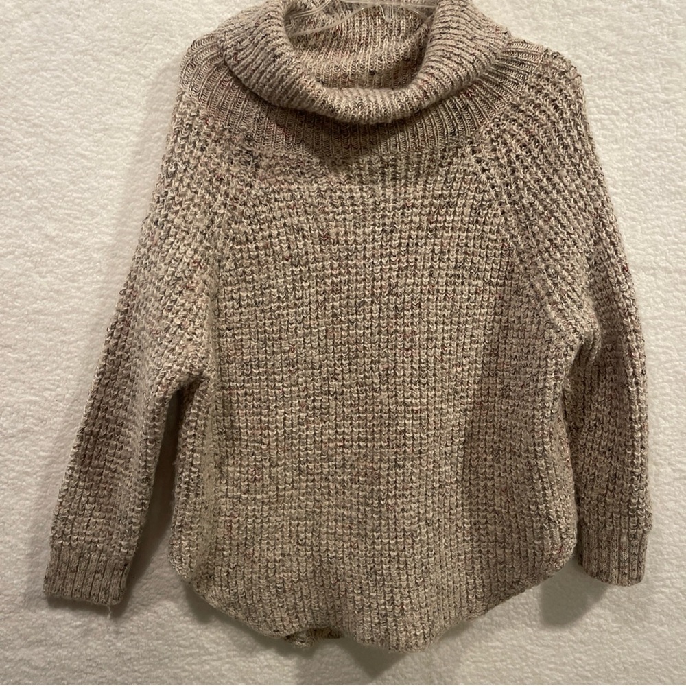 Free People Cream Cowl Neck Chunky Knit Sweater